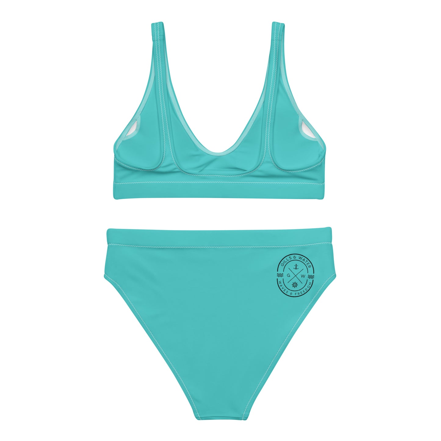 Oceanic Elegance: Gills and Water Turquoise high-waisted bikini