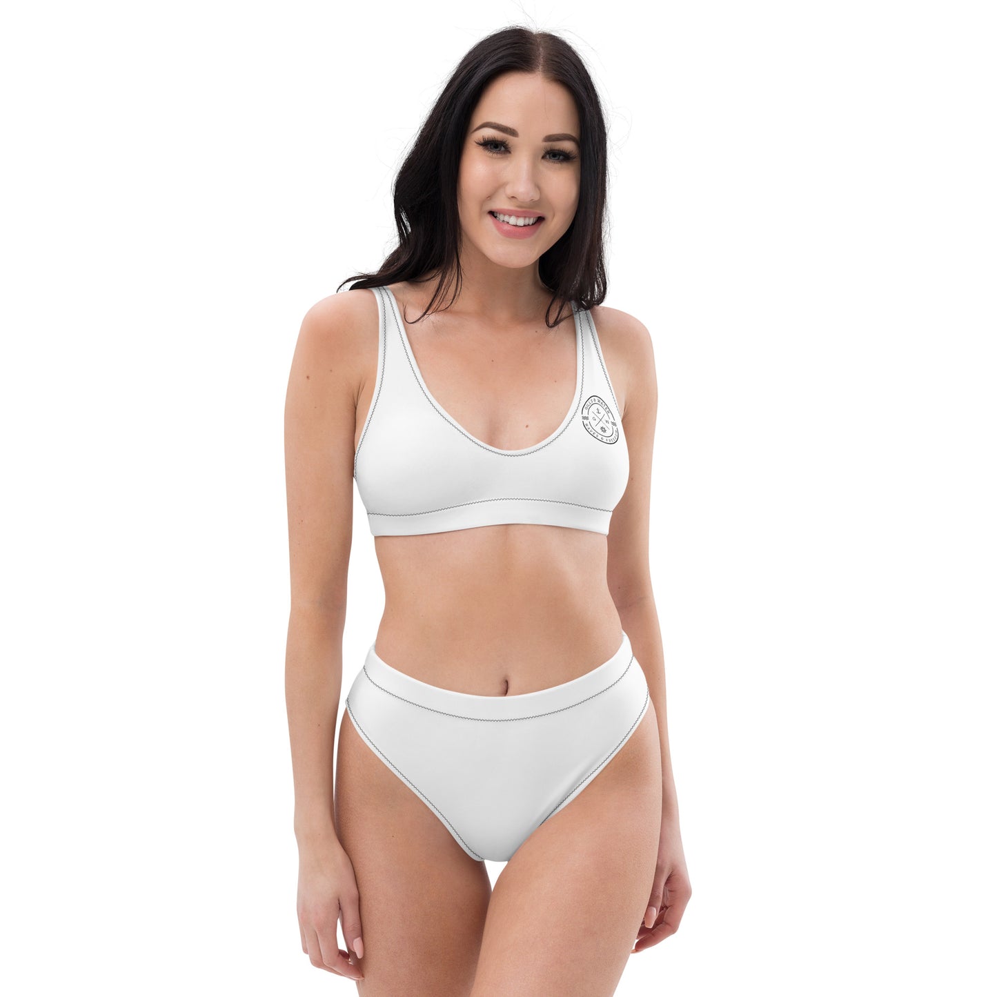 Oceanic Elegance: Gills and Water White High-Waisted Bikini