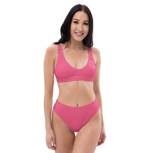 Oceanic Elegance: Gills and Water Brink Pink High-Waisted Bikini