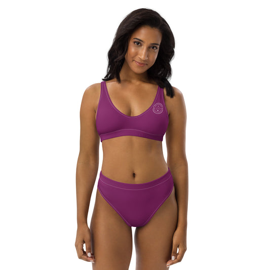 Oceanic Elegance: Gills and Water Eggplant High-Waisted Bikini