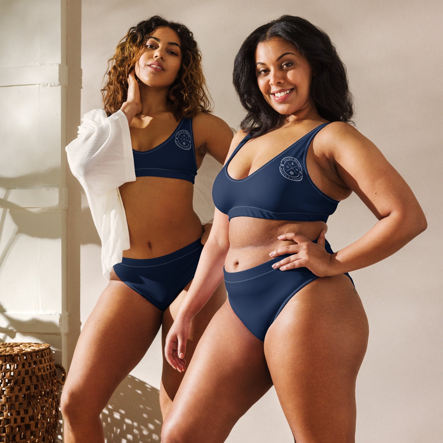 Oceanic Elegance: Gills and Water Navy High-Waisted Bikini