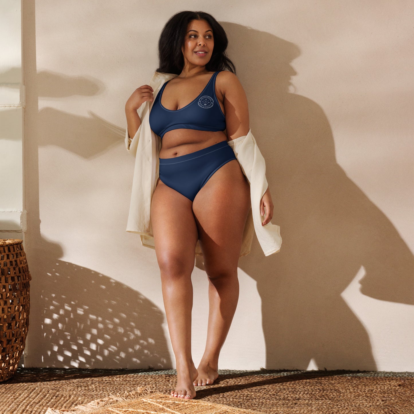 Oceanic Elegance: Gills and Water Navy High-Waisted Bikini