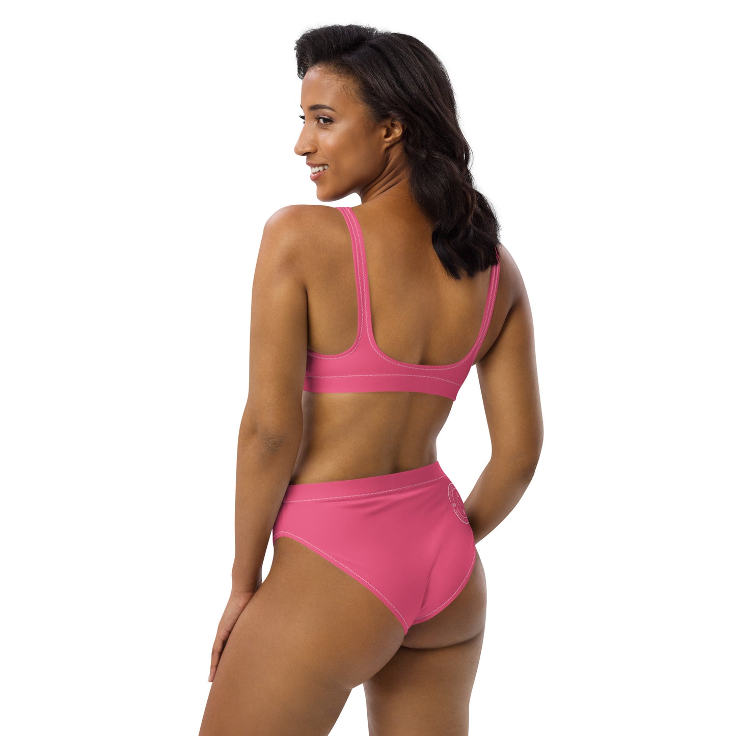 Oceanic Elegance: Gills and Water Brink Pink High-Waisted Bikini