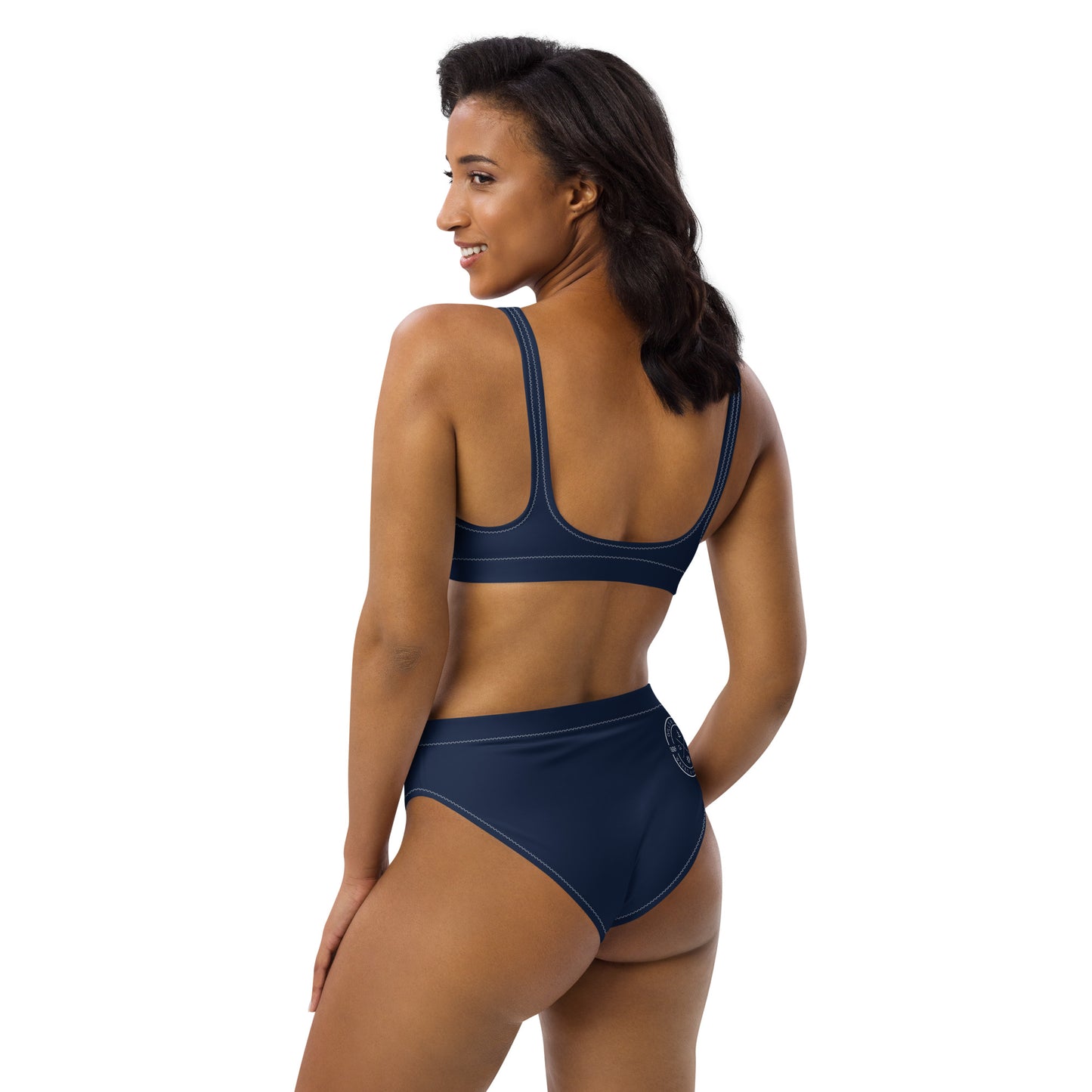 Oceanic Elegance: Gills and Water Navy High-Waisted Bikini