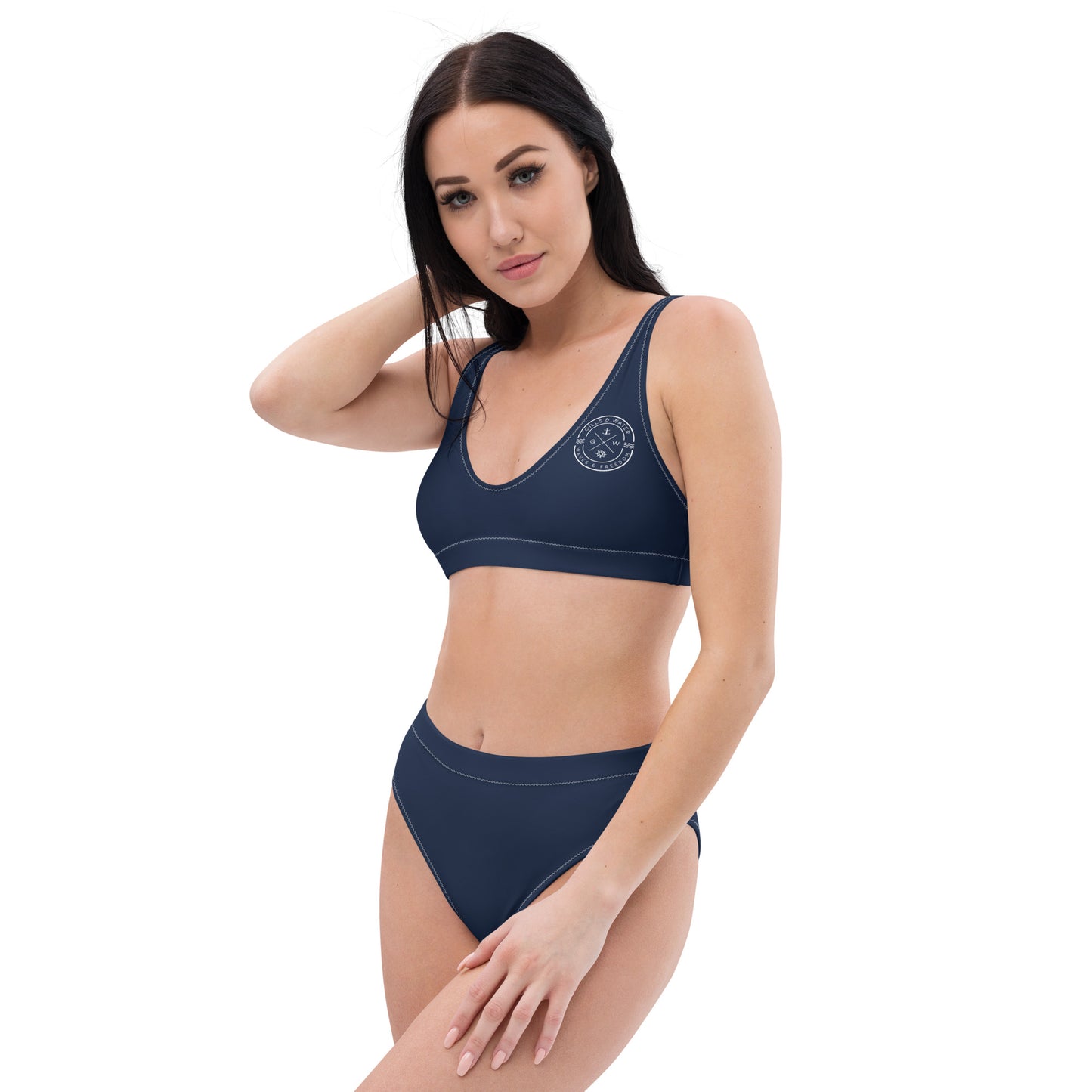 Oceanic Elegance: Gills and Water Navy High-Waisted Bikini