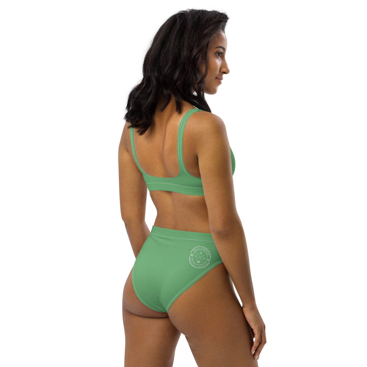 Oceanic Elegance: Gills and Water Bayleaf High-Waisted Bikini