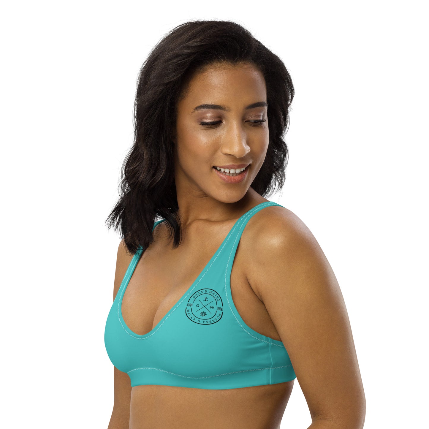 Oceanic Elegance: Gills and Water Turquoise padded bikini top