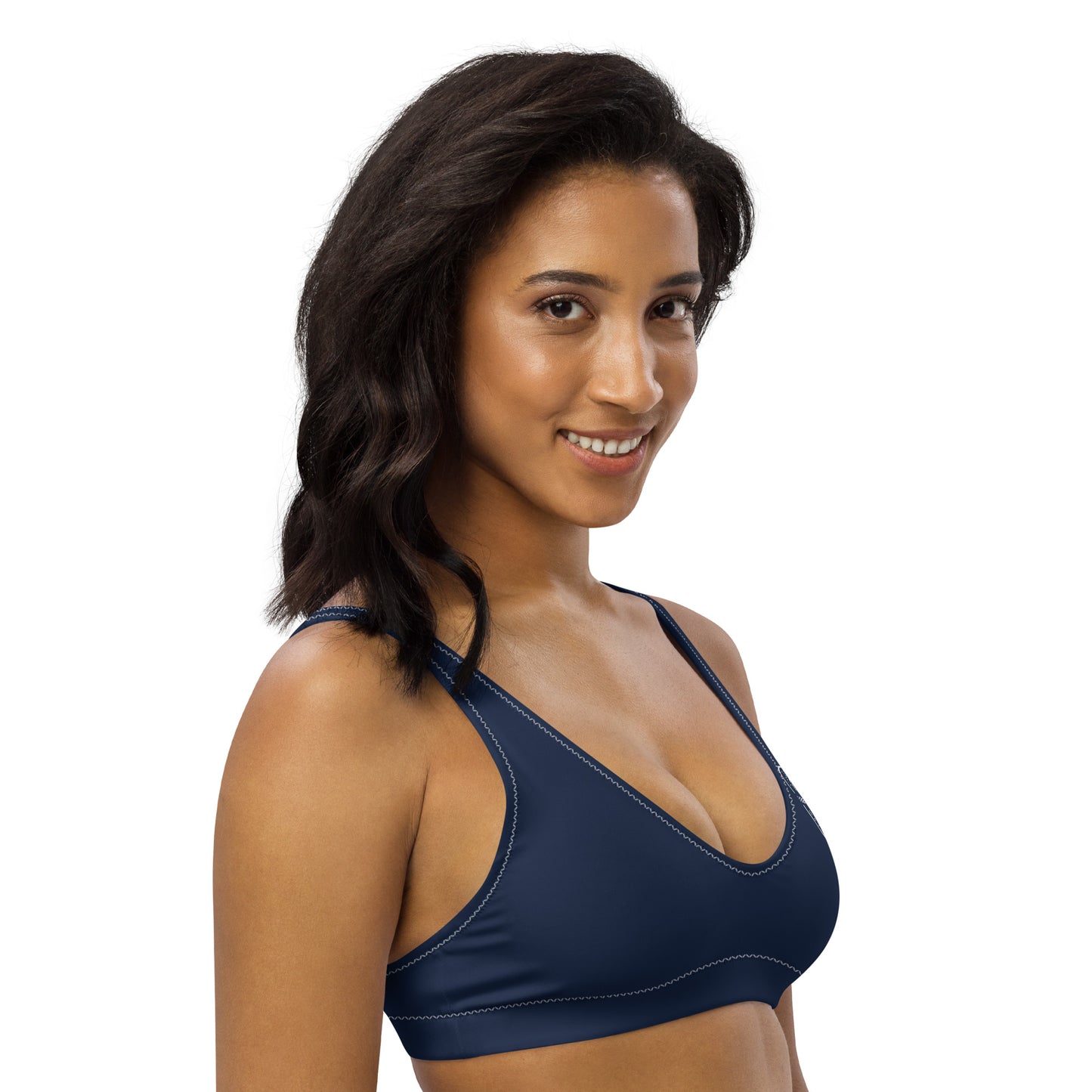 Oceanic Elegance: Gills and Water Navy padded bikini top