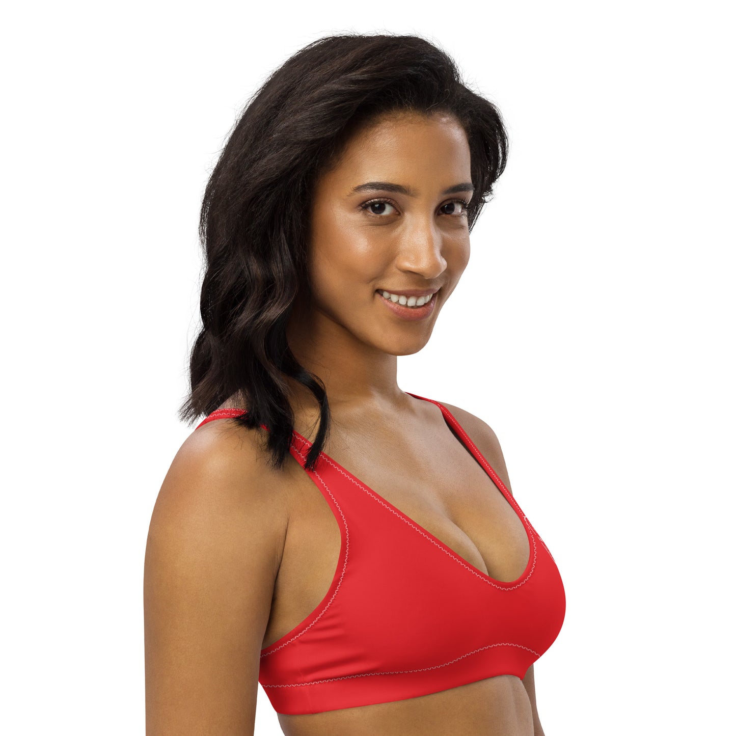 Oceanic Elegance: Gills and Water Red padded bikini top