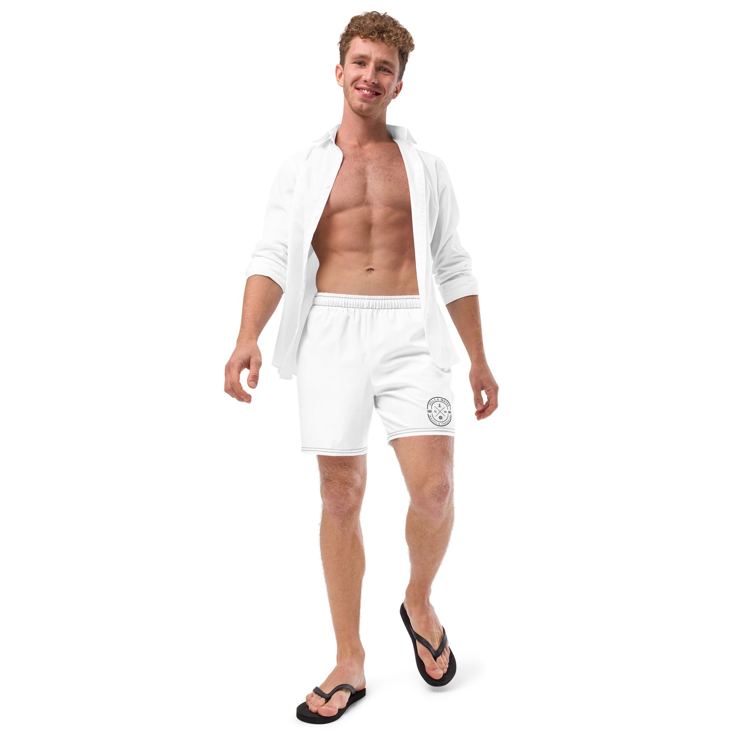 HydroWave: Gills and Water Men's White Swim Trunks