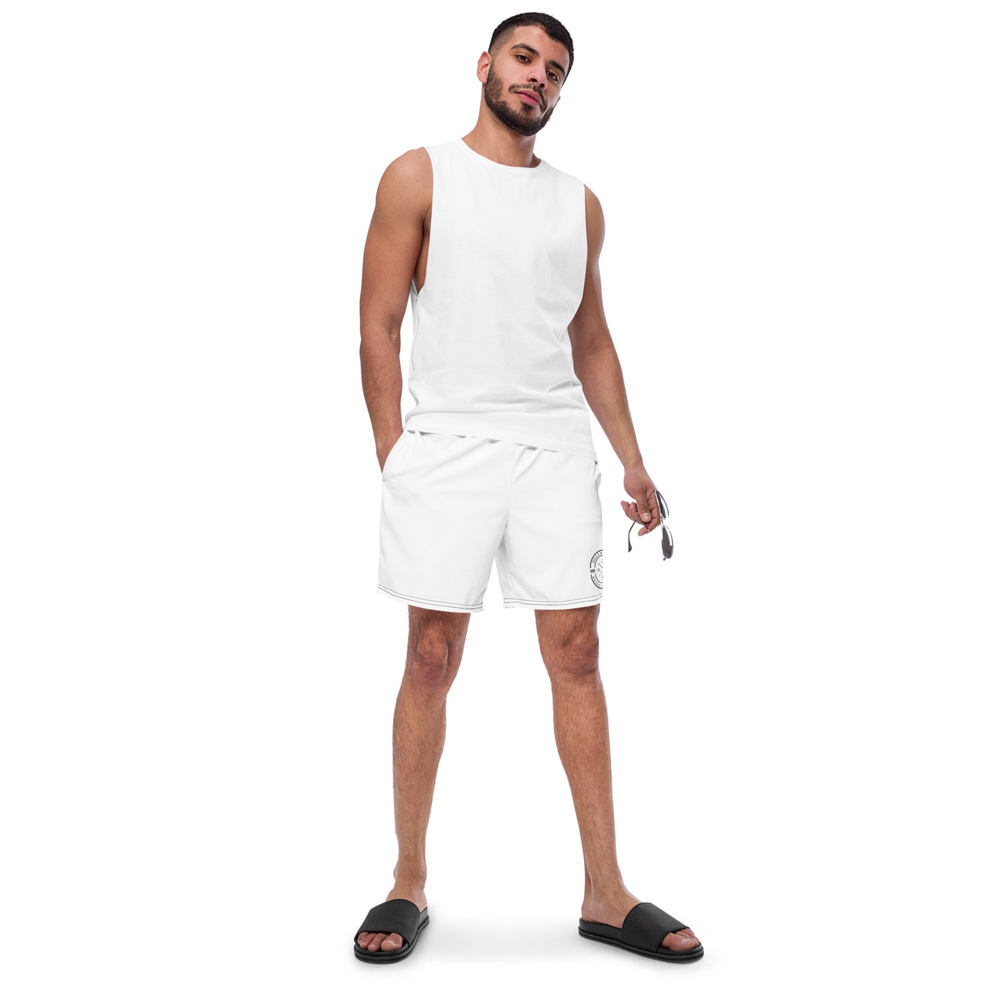 HydroWave: Gills and Water Men's White Swim Trunks