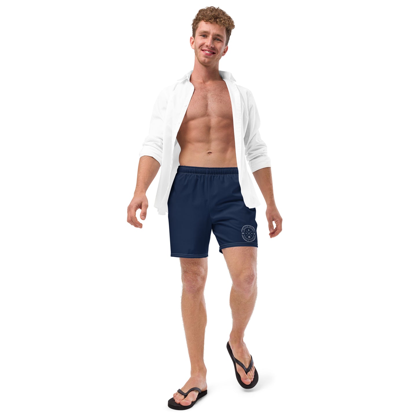 HydroWave: Gills and Water Men's Navy Swim Trunks