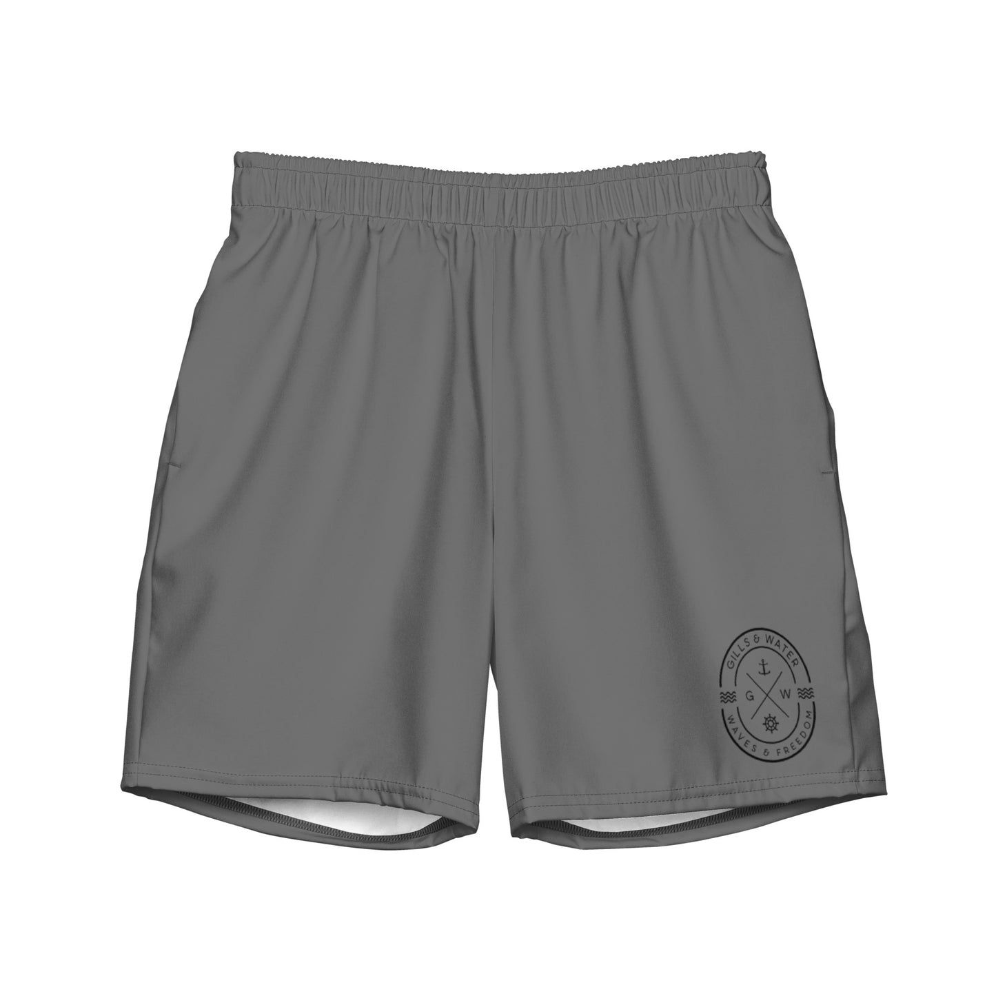 HydroWave: Gills and Water Men's Grey Swim Trunks