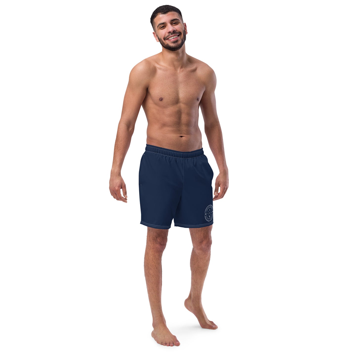 HydroWave: Gills and Water Men's Navy Swim Trunks