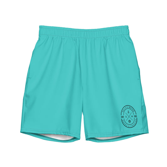 HydroWave: Gills and Water Men's Turquoise Swim Trunks