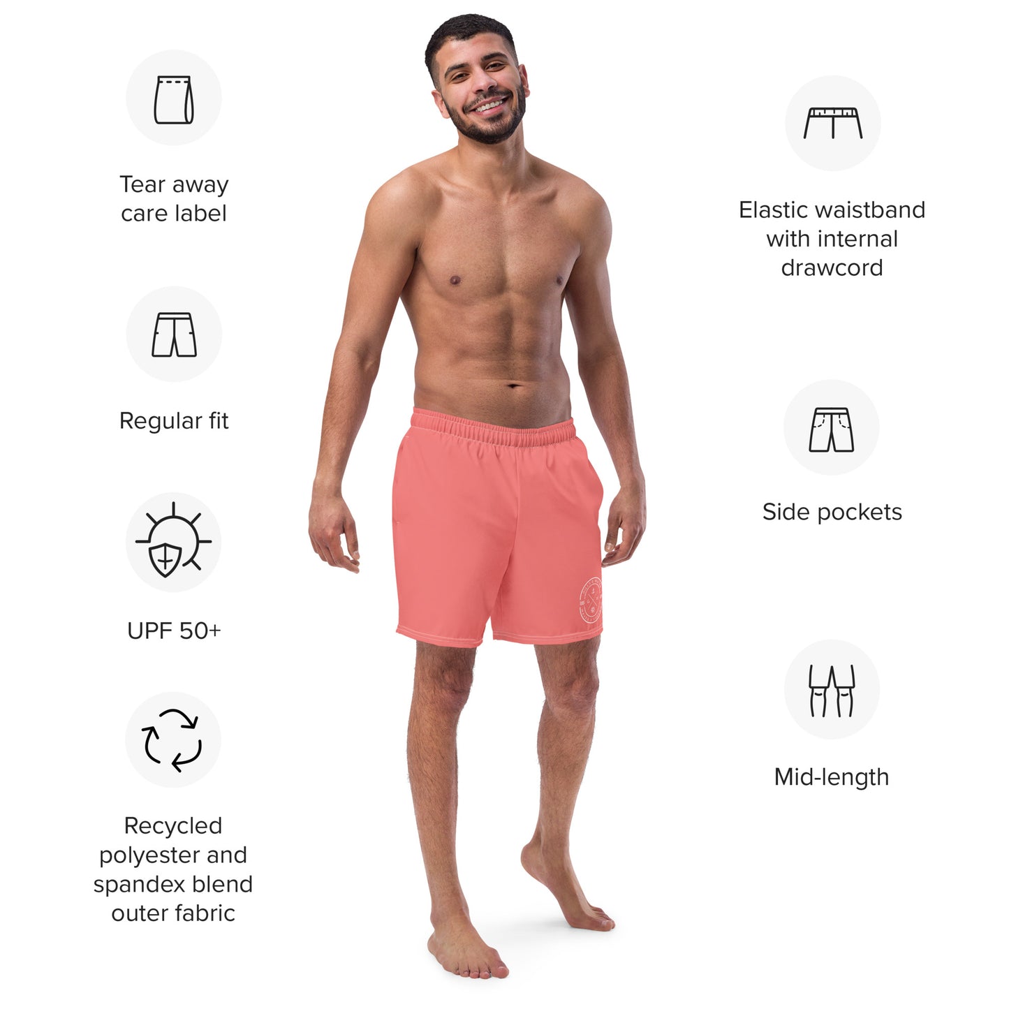 HydroWave: Gills and Water Men's Salmon Swim Trunks