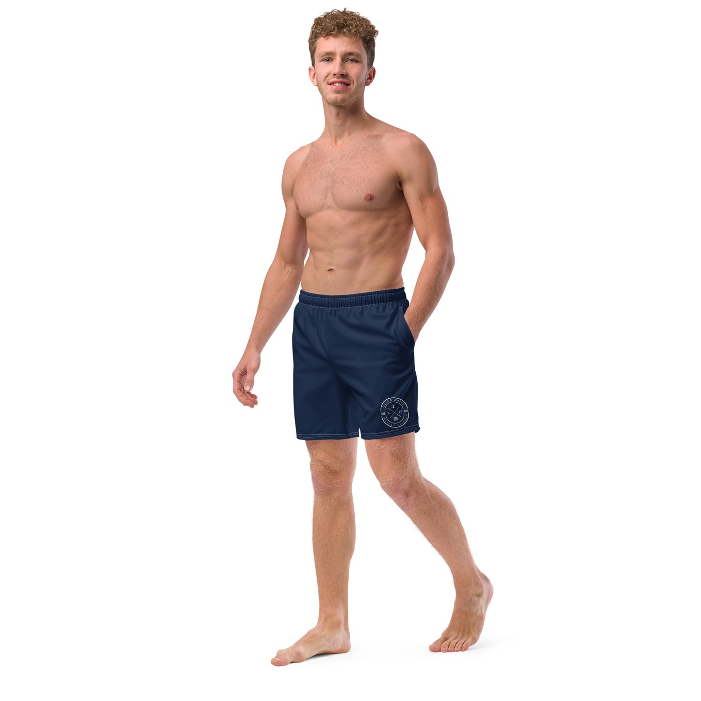 HydroWave: Gills and Water Men's Navy Swim Trunks