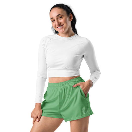 AquaFlex: Women's Green Athletic Shorts by Gills & Water