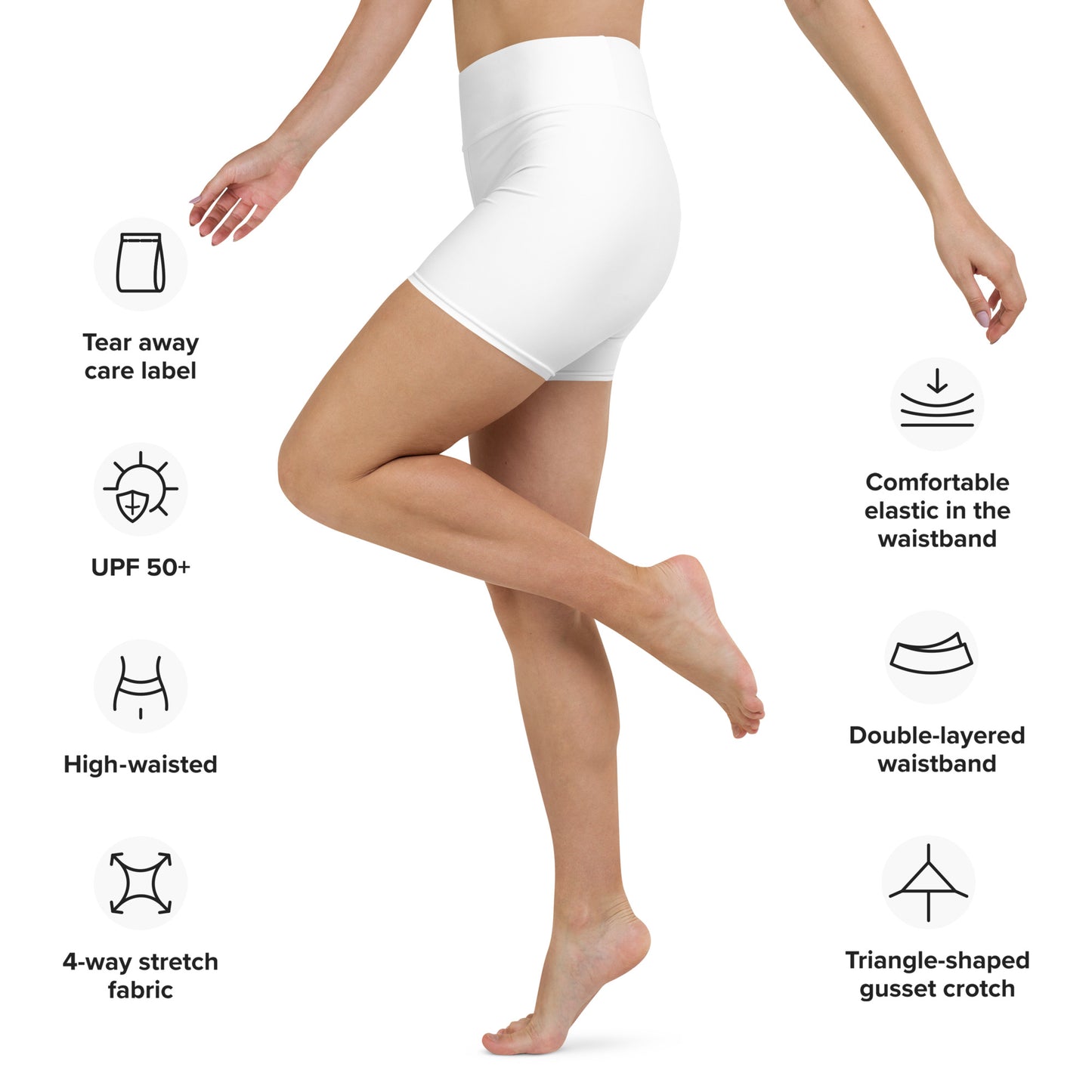 FluidFlow White Yoga Shorts by Gills & Water