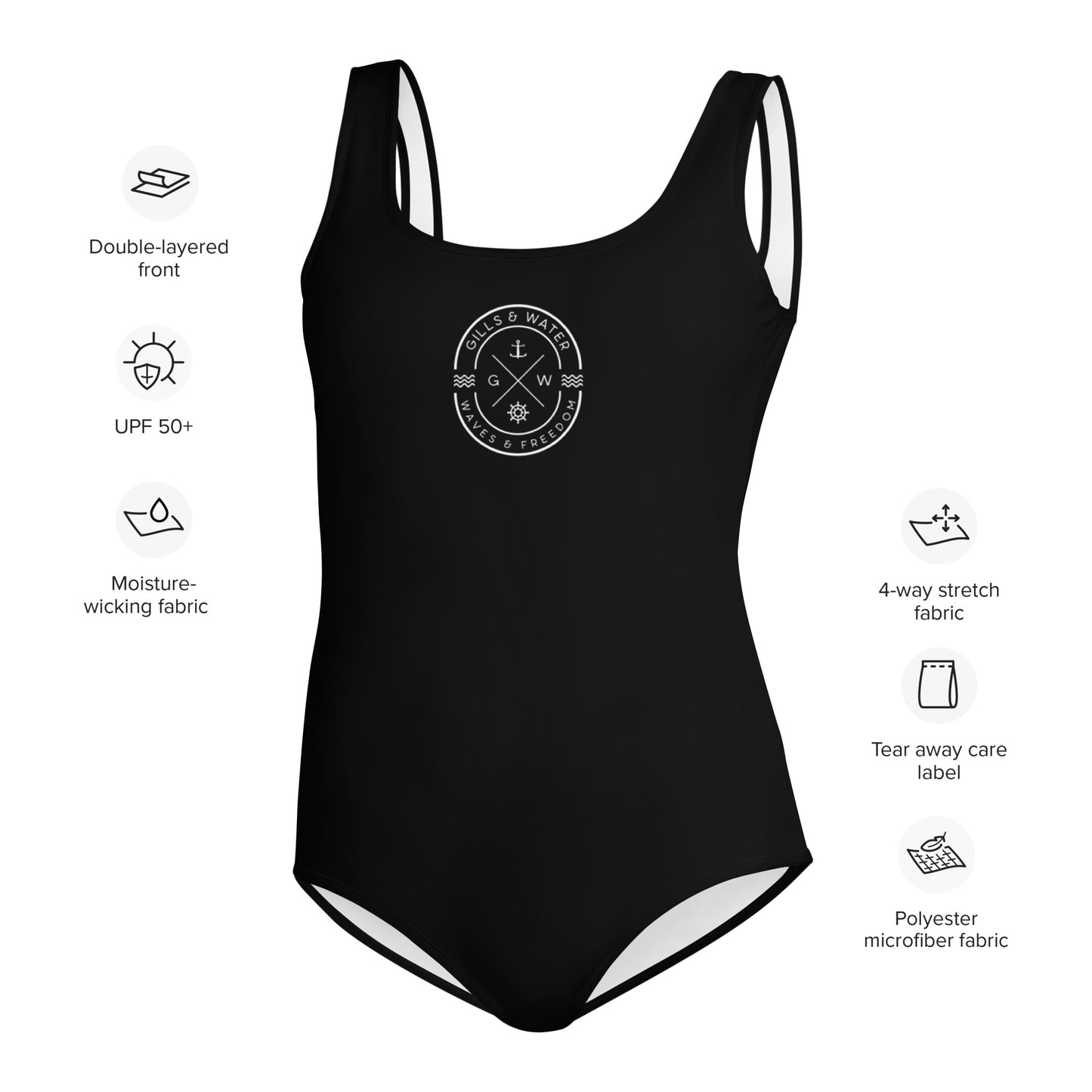 Youth Black One Piece Swimsuit