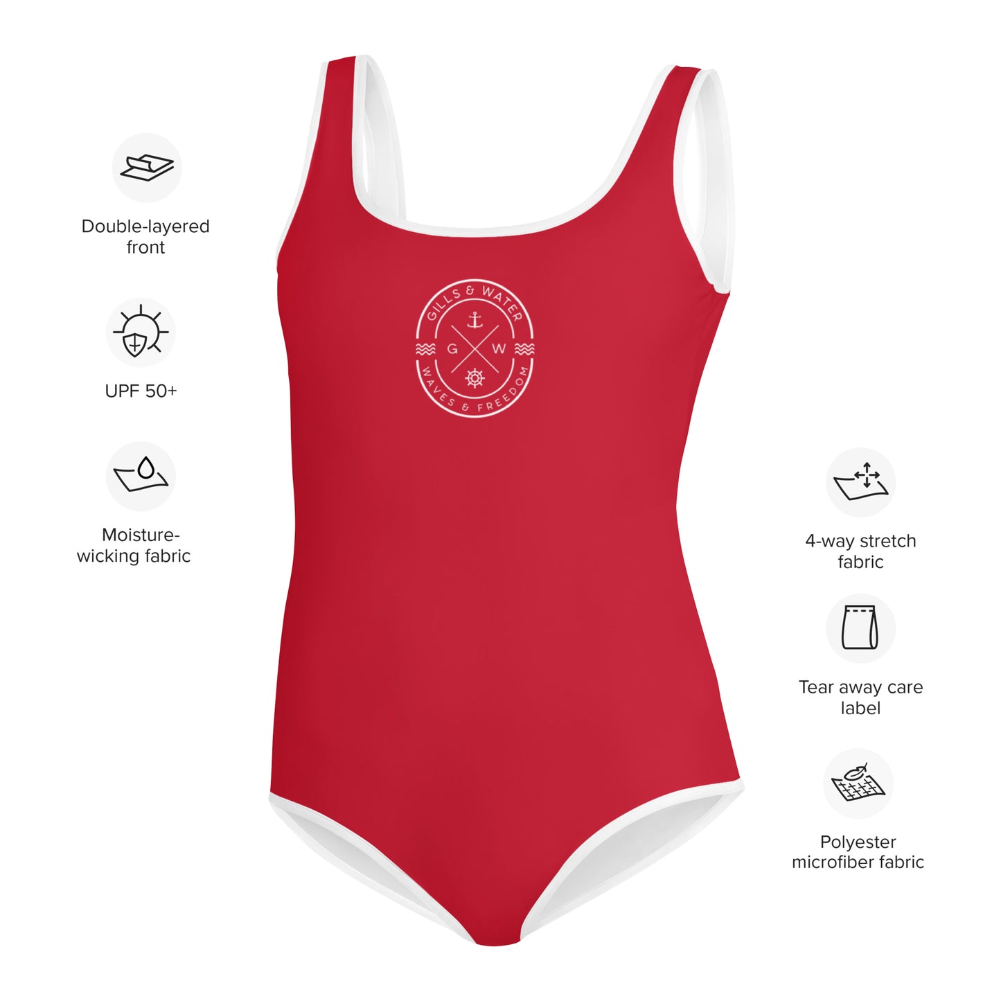 Youth Red One Piece Swimsuit