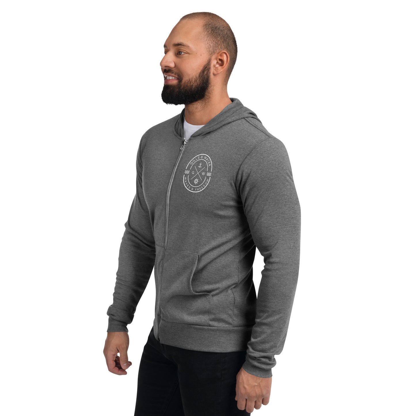 Seafarer's Breeze: Gills and Water Unisex Lightweight Zip Hoodie