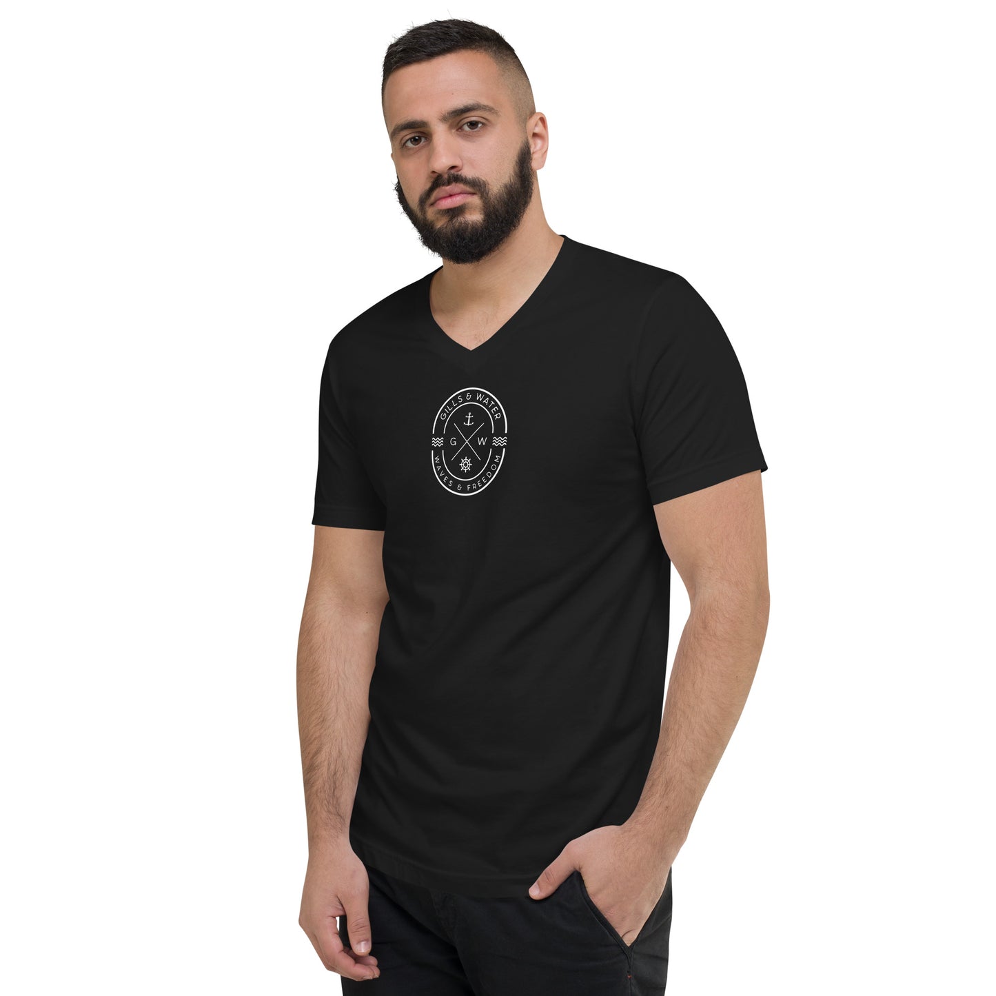 AquaLux: Premium Unisex V-Neck Tee by Gills and Water